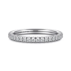 Gabriel & Co. Avignon - 14K White Gold French Pave Diamond Wedding Band - 0.35 ct