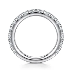 Best Gabriel & Co. Avignon - 14K White Gold French Pave Set Diamond Anniversary Band - 1.45 ct