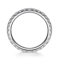 Clearance Gabriel & Co. Avignon - 14K White Gold French Pave Set Diamond Eternity Band - 1 ct