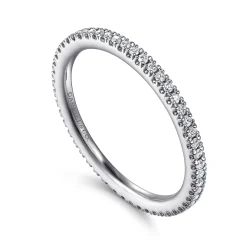 Hot Gabriel & Co. Avignon - 14K White Gold French Pave Set Diamond Eternity Band - 0.25 ct