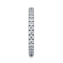 Clearance Gabriel & Co. Avignon - 14K White Gold French Pave Set Diamond Eternity Band - 0.75 ct