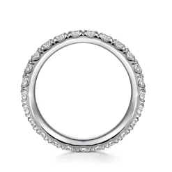 Best Gabriel & Co. Avignon - 14K White Gold French Pave Set Diamond Eternity Band - 1.45 ct