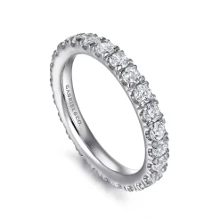 Best Gabriel & Co. Avignon - 14K White Gold French Pave Set Diamond Eternity Band - 1.45 ct