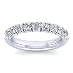 Clearance Gabriel & Co. Avignon - 14K White Gold 11 Stone French Pave Set Diamond Anniversary Band - 1 ct