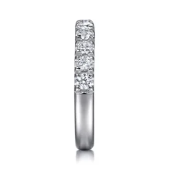 Clearance Gabriel & Co. Avignon - 14K White Gold 11 Stone French Pave Set Diamond Anniversary Band - 1 ct