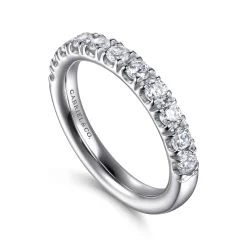 Clearance Gabriel & Co. Avignon - 14K White Gold 11 Stone French Pave Set Diamond Anniversary Band - 1 ct