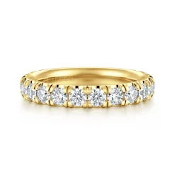 Sale Gabriel & Co. Avignon - 14K Yellow Gold French Pave Set Diamond Anniversary Band - 1.45 ct