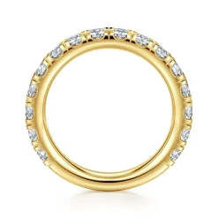 Sale Gabriel & Co. Avignon - 14K Yellow Gold French Pave Set Diamond Anniversary Band - 1.45 ct