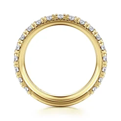 Hot Gabriel & Co. Avignon - 14K Yellow Gold French Pave Diamond Wedding Band - 1.05 ct