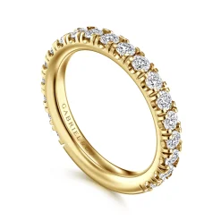 Hot Gabriel & Co. Avignon - 14K Yellow Gold French Pave Diamond Wedding Band - 1.05 ct