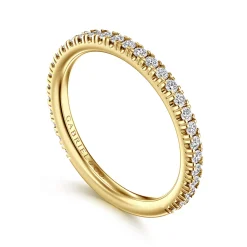 Clearance Gabriel & Co. Avignon - 14K Yellow Gold French Pave Diamond Wedding Band - 0.35 ct