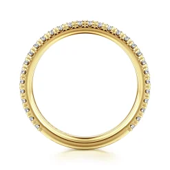 Clearance Gabriel & Co. Avignon - 14K Yellow Gold French Pave Diamond Wedding Band - 0.35 ct