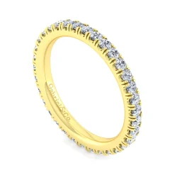 Clearance Gabriel & Co. Avignon - 14K Yellow Gold French Pave Set Diamond Eternity Band - 0.7 ct