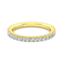 Clearance Gabriel & Co. Avignon - 14K Yellow Gold French Pave Set Diamond Eternity Band - 0.7 ct