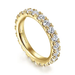 Online Gabriel & Co. Avignon - 14K Yellow Gold French Pave Set Diamond Eternity Band - 1.95 ct