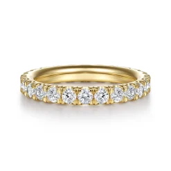 Best Gabriel & Co. Avignon - 14K Yellow Gold French Pave Set Diamond Eternity Band - 1.45 ct