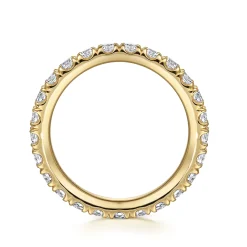 Best Gabriel & Co. Avignon - 14K Yellow Gold French Pave Set Diamond Eternity Band - 1.45 ct