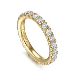 Best Gabriel & Co. Avignon - 14K Yellow Gold French Pave Set Diamond Eternity Band - 1.45 ct