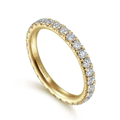 Hot Gabriel & Co. Avignon - 14K Yellow Gold French Pave Set Diamond Eternity Band - 1 ct
