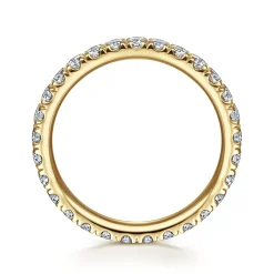 Hot Gabriel & Co. Avignon - 14K Yellow Gold French Pave Set Diamond Eternity Band - 1 ct