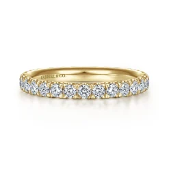 Hot Gabriel & Co. Avignon - 14K Yellow Gold French Pave Set Diamond Eternity Band - 1 ct