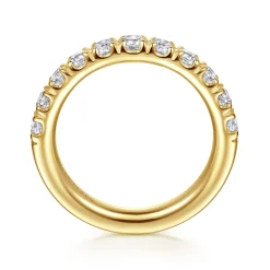 Hot Gabriel & Co. Avignon - 14K Yellow Gold 11 Stone French Pave Set Diamond Anniversary Band - 1 ct