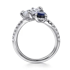 Sale Gabriel & Co. Avrille - 14K White Gold Toi et Moi Oval Sapphire and Diamond Engagement Ring