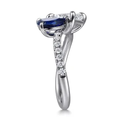 Sale Gabriel & Co. Avrille - 14K White Gold Toi et Moi Oval Sapphire and Diamond Engagement Ring