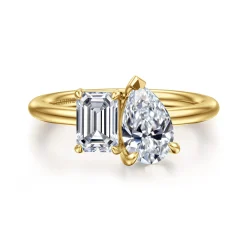 Outlet Gabriel & Co. Ayla - 14K Yellow Gold Toi et Moi Pear Shape Diamond Engagement Ring