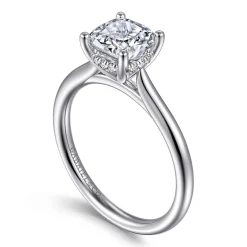 Clearance Gabriel & Co. Azucena - 18K White Gold Cushion Cut Solitaire Diamond Engagement Ring