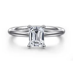 Hot Gabriel & Co. Azucena - 14K White Gold Emerald Cut Solitaire Diamond Engagement Ring