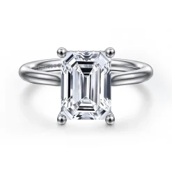 Clearance Gabriel & Co. Azucena - 14K White Gold Emerald Cut Solitaire Diamond Engagement Ring