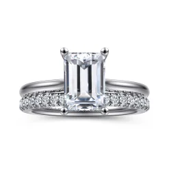 New Gabriel & Co. Azucena - 14K White Gold Emerald Cut Solitaire Diamond Engagement Ring