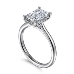 New Gabriel & Co. Azucena - 14K White Gold Emerald Cut Solitaire Diamond Engagement Ring