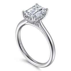 Clearance Gabriel & Co. Azucena - 14K White Gold Emerald Cut Solitaire Diamond Engagement Ring