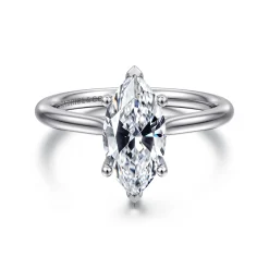 Gabriel & Co. Azucena - 18K White Gold Marquise Shape Solitaire Diamond Engagement Ring
