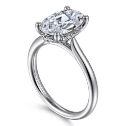Hot Gabriel & Co. Azucena - 14K White Gold Oval Solitaire Diamond Engagement Ring