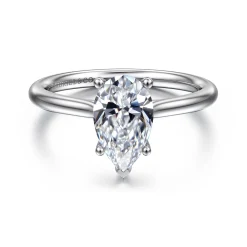 Best Gabriel & Co. Azucena - 18K White Gold Pear Shape Solitaire Diamond Engagement Ring