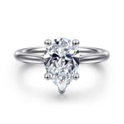 Gabriel & Co. Azucena - 14K White Gold Pear Shape Solitaire Diamond Engagement Ring