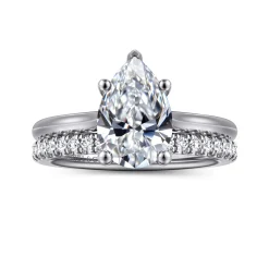 Gabriel & Co. Azucena - 14K White Gold Pear Shape Solitaire Diamond Engagement Ring