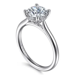 New Gabriel & Co. Azucena - 18K White Gold Round Solitaire Diamond Engagement Ring