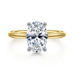 Hot Gabriel & Co. Azucena - 14K White-Yellow Gold Oval Solitaire Diamond Engagement Ring