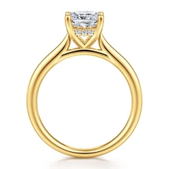 Gabriel & Co. Azucena - 18K Yellow Gold Cushion Cut Solitaire Diamond Engagement Ring