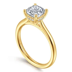 Gabriel & Co. Azucena - 18K Yellow Gold Cushion Cut Solitaire Diamond Engagement Ring