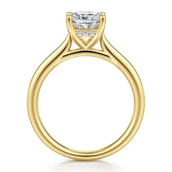 Discount Gabriel & Co. Azucena - 14K Yellow Gold Cushion Cut Solitaire Diamond Engagement Ring