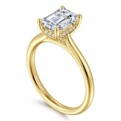 Clearance Gabriel & Co. Azucena - 14K Yellow Gold Emerald Cut Solitaire Diamond Engagement Ring
