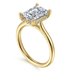 Hot Gabriel & Co. Azucena - 14K Yellow Gold Emerald Cut Solitaire Diamond Engagement Ring