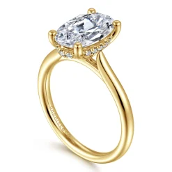 Gabriel & Co. Azucena - 14K Yellow Gold Oval Solitaire Diamond Engagement Ring