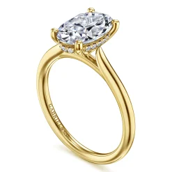 Discount Gabriel & Co. Azucena - 14K Yellow Gold Oval Solitaire Diamond Engagement Ring