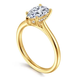 Discount Gabriel & Co. Azucena - 18K Yellow Gold Pear Shape Solitaire Diamond Engagement Ring